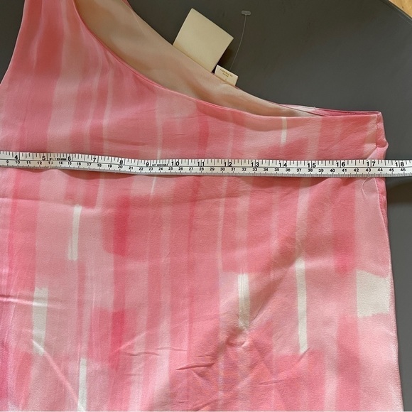 Anthropologie Maeve Pink, Purple, White One Shoulder Silk Dress - Picture 11 of 14